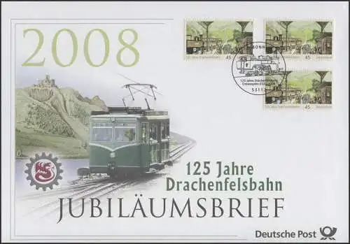 2681 Drachenfelsbahn 2008 - Jubiläumsbrief