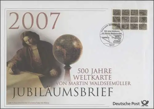 2598 Weltkarte von Martin Waldseemüller 2007 - Jubiläumsbrief