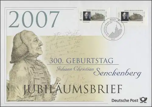 2588 Naturforscher Botaniker Johann Christian Senckenberg 2007 - Jubiläumsbrief
