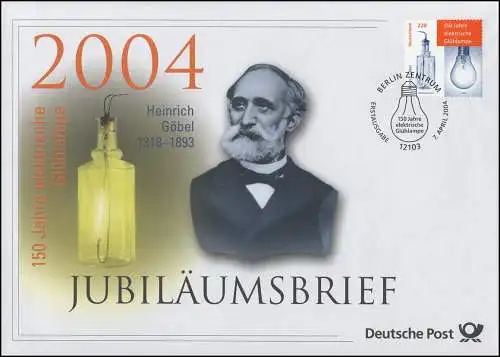 2395 Heinrich Göbel & Elektrische Glühlampe 2004 - Jubiläumsbrief