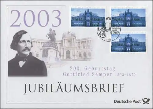 2371 Gottfried Semper & Semper-Oper Dresden 2003 - Jubiläumsbrief