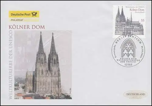 2329 UNESCO-Welterbe: Kölner Dom, Schmuck-FDC Deutschland exklusiv