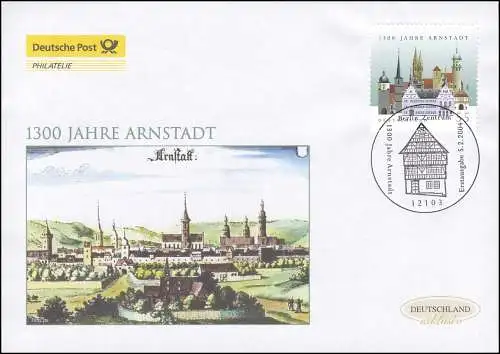2388 Jubiläum 1300 Jahre Arnstadt, Schmuck-FDC Deutschland exklusiv