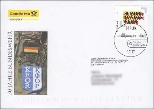 2497 Jubiläum 50 Jahre Bundeswehr, Schmuck-FDC Deutschland exklusiv
