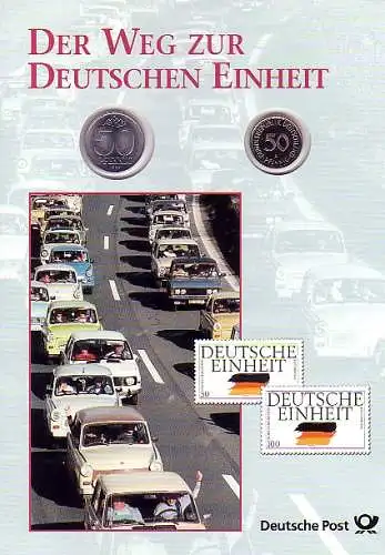2142 Deutsche Einheit Gedenkblatt 2x 50-Pfennig-Münzen