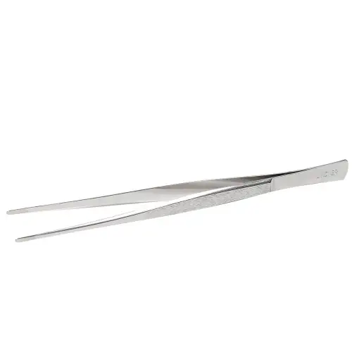 Pinzette, vernickelt - 15 cm - mit geraden Spitzen im Kunststoffetui