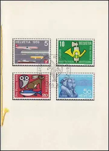 Schweiz Faltblatt Nr. 18 Werbepostmarken Jahresereignisse 1959, ET-O