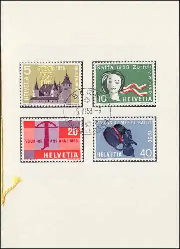 Schweiz Faltblatt Nr. 12 Werbepostmarken Jahresereignisse 1958, ET-O