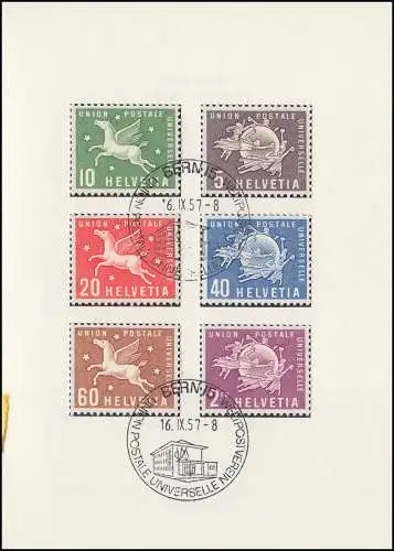 Schweiz Faltblatt Nr. 10 Dienstmarken UPU 1957, ET-O