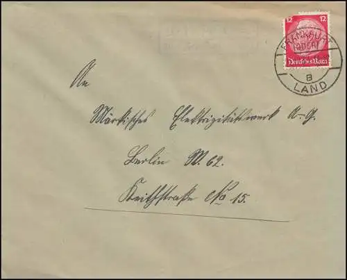 Landpost Wiesenau über Frankfurt (Oder), Brief FRANKFURT (ODER) 21.12.33