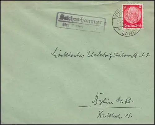 Landpost Selchowhammer Deutsch Filehne Land, Brief DEUTSCH FILEHNE 24.2.36