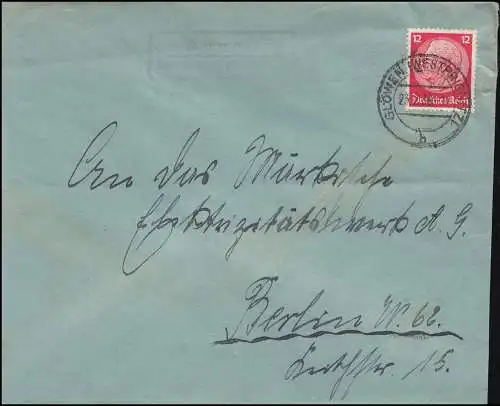 Landpost Kunow über Glöwen (Westprignitz), Brief GLÖWEN (WESTPRIGNITZ) 23.2.36