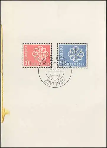 Schweiz Faltblatt Nr. 21 Europa 1959, ET-O