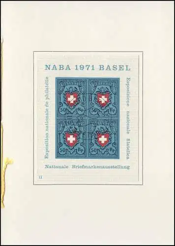 Schweiz Faltblatt Nr. 103 Block NABA 1971 Basel, Nr. 11, ET-O