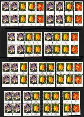 ZD-Blumen 5/10/20 Cent, Zusammendruck-Set  Krokus Tulpe Tagetes komplett **