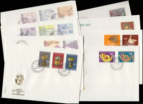 579-599 Liechtenstein-Jahrgang 1973 komplett, FDC mit ESSt Vaduz