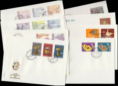 579-599 Liechtenstein-Jahrgang 1973 komplett, FDC mit ESSt Vaduz