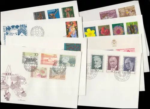 556-578 Liechtenstein-Jahrgang 1972 komplett, FDC mit ESSt Vaduz