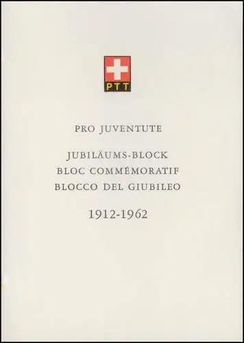 Schweiz Faltblatt Nr. 50 Block Pro Juventute 1962, Nr. 8, ET-O