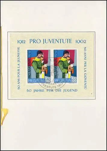 Schweiz Faltblatt Nr. 50 Block Pro Juventute 1962, Nr. 8, ET-O