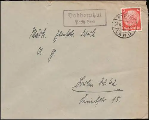 Landpost Dobberphul Pyritz Land - Brief PYRITZ LAND 24.6.33