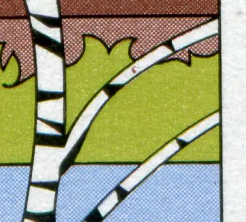 1945 Moorlandschaft - 10er-Bogen mit PLF rotbrauner Fleck am 2. Ast, Feld 2 **