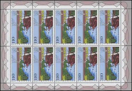 1945 Moorlandschaft - 10er-Bogen mit PLF rotbrauner Fleck am 2. Ast, Feld 2 **