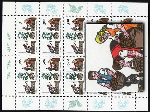 1946 Kartoffelanbau - 10er-Bogen PLF schwarzer Punkt am Kopf, Feld 5, **