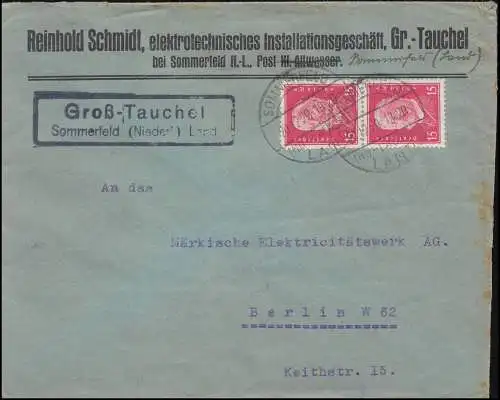 Landpost Groß-Tauchel Sommerfeld Niederlausitz Land, Brief 20.12.29