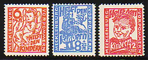 26-28 Kinderhilfe 1945, Satz postfrisch ** / MNH