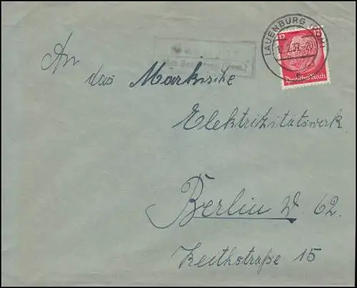 Landpost Garzigar (heute Garczegorze) Lauenburg Pommern, Brief LAUENBURG 1937