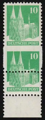 80 V WB Bauten 10 Pf, stark verzähnt durch versetzten Kammschlag, Paar **