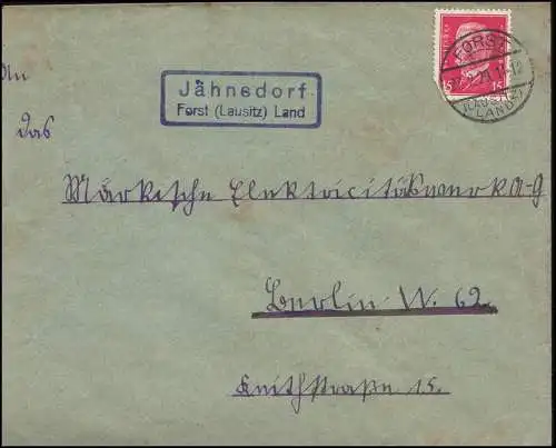 Landpost Jähnsdorf Forst (Lausitz) Land, Brief FORST 27.2.29