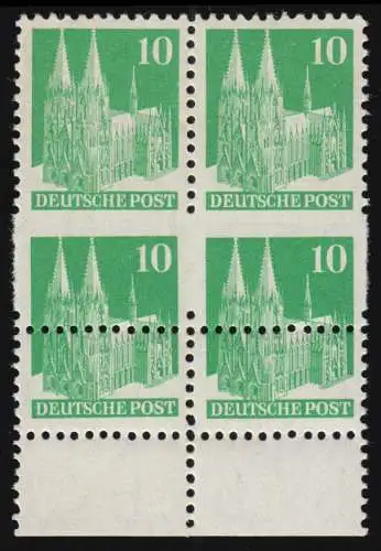 80 V WB Bauten 10 Pf, stark verzähnt durch versetzten Kammschlag, Vbl. **