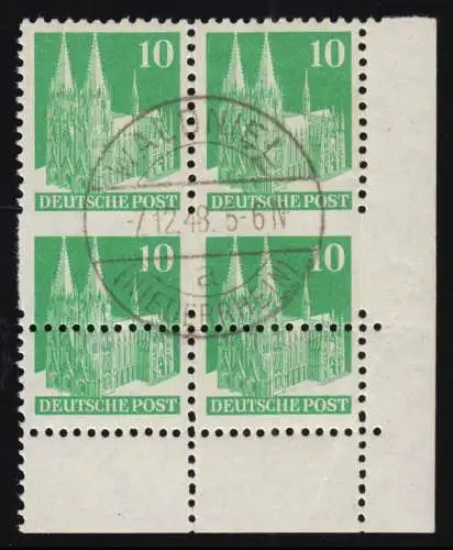 80 V WB Bauten 10 Pf, stark verzähnt durch versetzten Kammschlag, Vbl. O