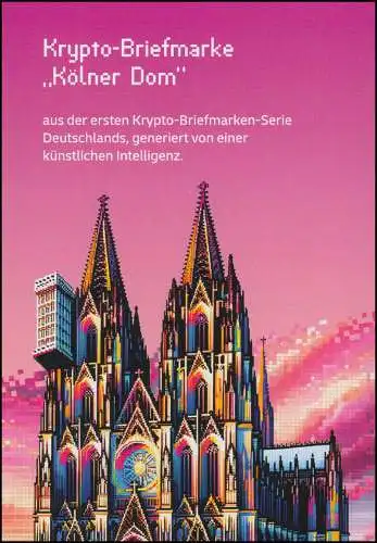 128d Markenheftchen PINK mit 3836 Kölner Dom Kryptomarke selbstklebend, **/MNH