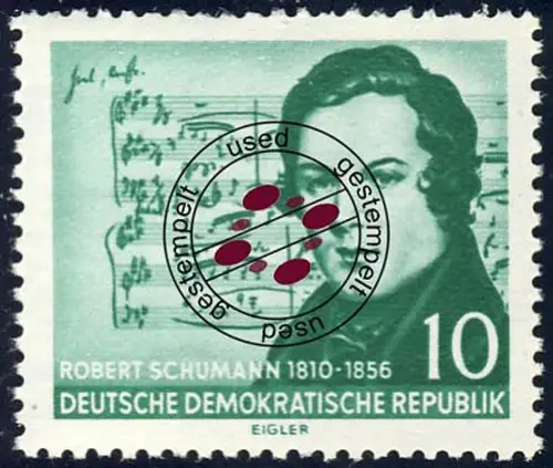 541 XII Robert Schumann 10 Pf Wz.2 XII, gestempelt O