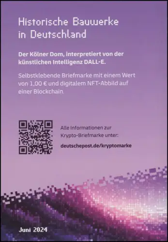 128b Markenheftchen LILA mit 3836 Kölner Dom selbstklebend, orig. postfrisch **