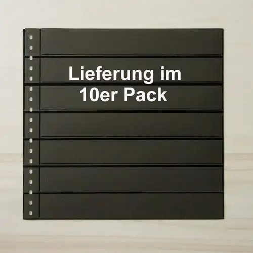 LINDNER Omnia Einsteckblatt 07 - schwarz 7 Streifen - 10er-Packung