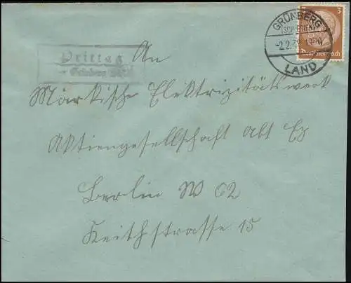 Landpost Prittag über Grünberg Schlesien Land (heute Przytok, Polen)