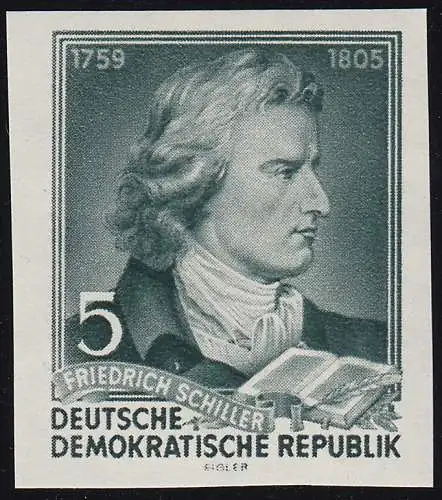464B XII Friedrich Schiller 5 Pf UNGEZÄHNT, Wz. XII **