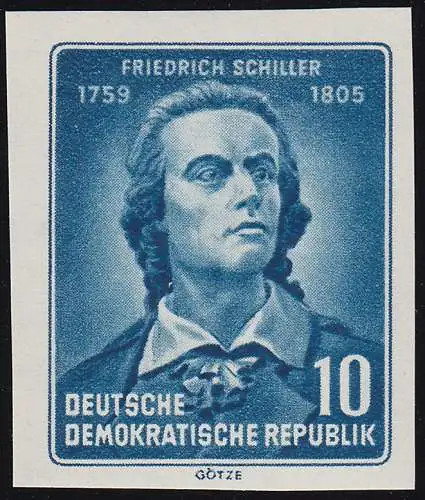 465B XI Friedrich Schiller 10 Pf UNGEZÄHNT, Wz. XI **