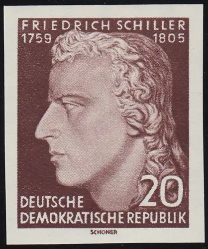466B XI Friedrich Schiller 20 Pf UNGEZÄHNT, Wz. XI, postfrisch **