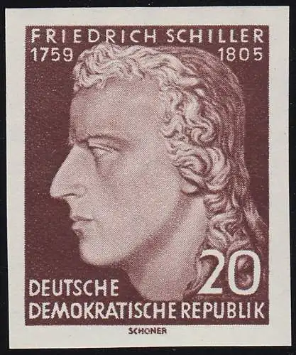 466B XI Friedrich Schiller 20 Pf UNGEZÄHNT, Wz. XI **