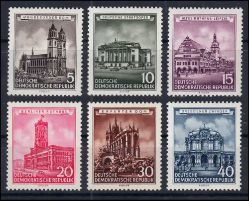 491-496 Historische Bauwerke, kompletter postfrischer Satz, 6 Werte **