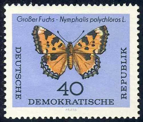 1008 Schmetterlinge Großer Fuchs 40 Pf, postfrisch **