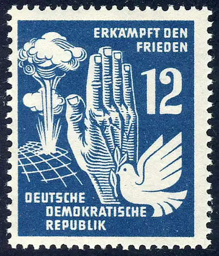 278 Frieden 12 Pf, Hand gegen Kernwaffen, postfrisch **