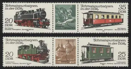 2562-2565 Schmalspurbahnen 1980, 2 Zusammendrucke komplett, Set postfrisch **