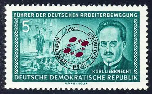 472 XI Karl Liebknecht 5 Pf Wz. XI, Gefälligkeitsstempel