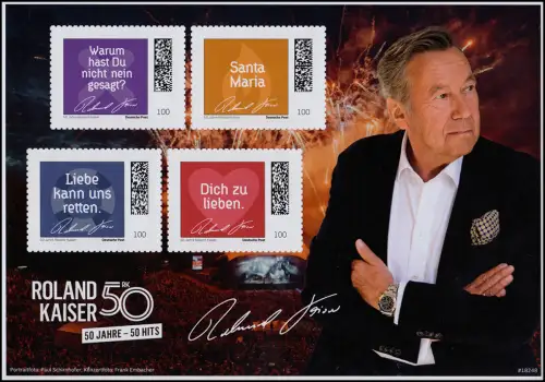 Sonderedition Roland Kaiser Bühnenjubiläum, Block mit vier Marken, postfrisch **